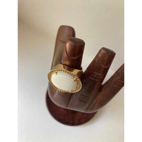 Bruna White Stone Signet Ring Statement Swirl Sz 6 3/4 - Picture 4 of 8